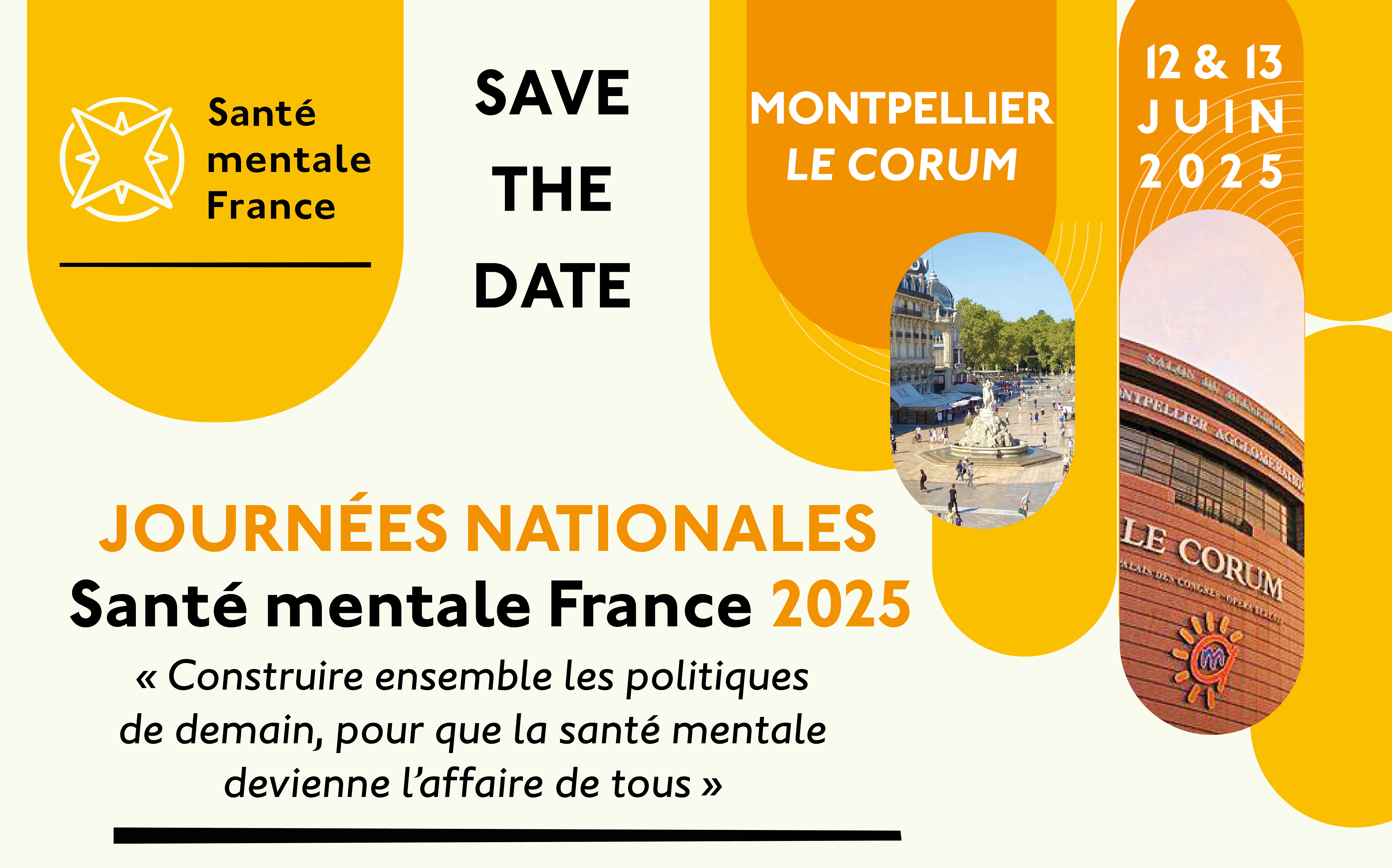 Image article : Save the date - Journées Nationales Santé mentale France - 12 & 13 Juin 2025 - Montpellier