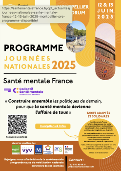 Image de l'article PROGRAMME COMPLET : Journées Nationales Santé mentale France - 12 & 13 Juin 2025 Montpellier